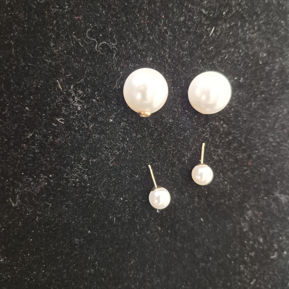 14k Reversible Pearl Earrings - Picture 3 of 10